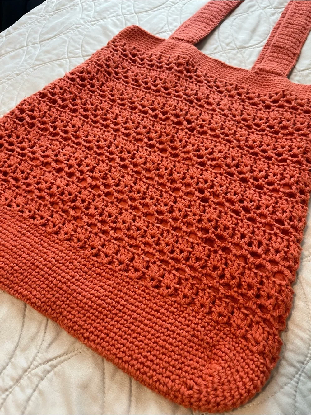 Handmade Crochet Tote Bag in Rust - Picture 6 of 12